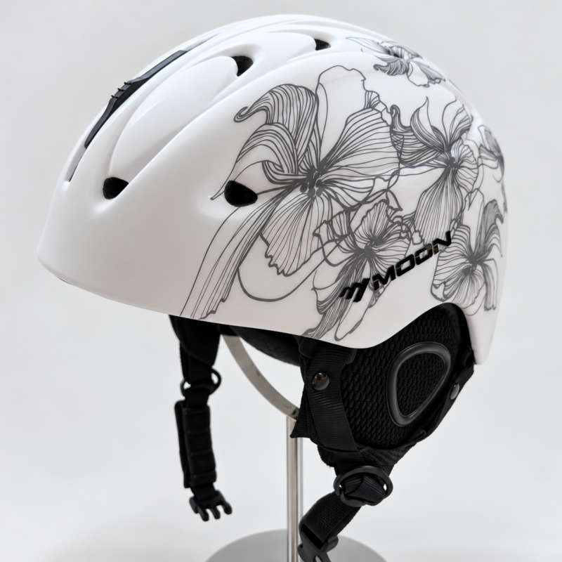 Kask Narciarski MOON Visor Biały w kwiaty damski M 55-58cm