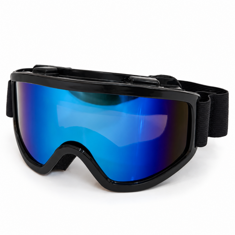 Czarne gogle narciarskie i snowboardowe z niebieską lustrzaną szybą – rozmiar uniwersalny
